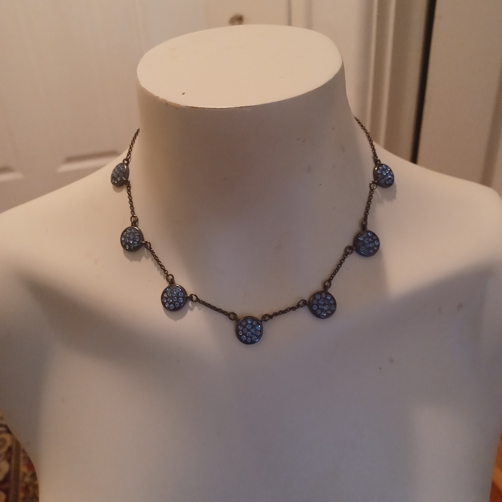 Aqua Blue sparkling Necklace Vintage Y2k Feminine Sparkle Party Festival Glam